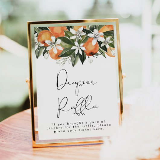 CALLIOPE Little Cutie Oranje Diaper Raffle Sign Poster