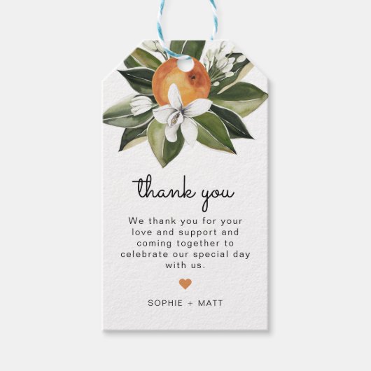 Calliope - Waterverf Oranje bloesems Cadeaulabel (Voorkant)