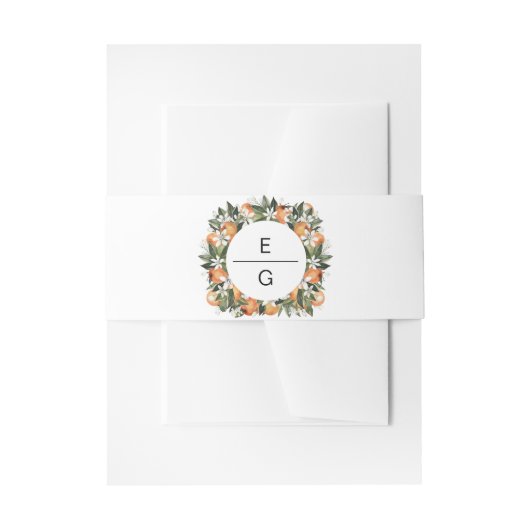 Calliope - Waterverf Oranje Blossom Citrus Uitnodigingen Wikkel (Voorkant Voorbeeld)