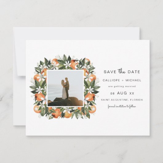 CALLIOPE Waterverf Sinaasappel Foto Opslaan Datum Kaart (Voorkant)