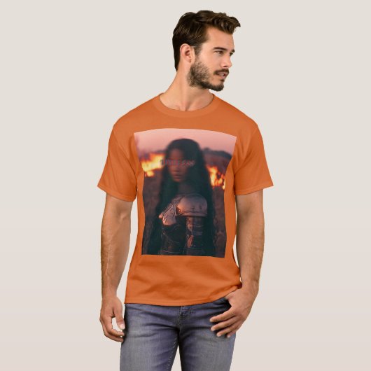 Calm African warrior in chaos T-shirt (Voorkant volledig)