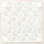 Calm and Natural: Blue Flower Seamless Pattern Glazen Onderzetter (Achterkant)