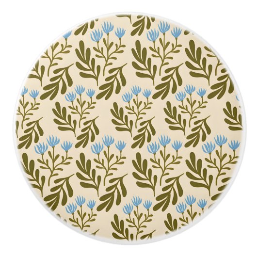  Calm and Natural: Blue Flower Seamless Pattern Keramische Knop (Voorkant)