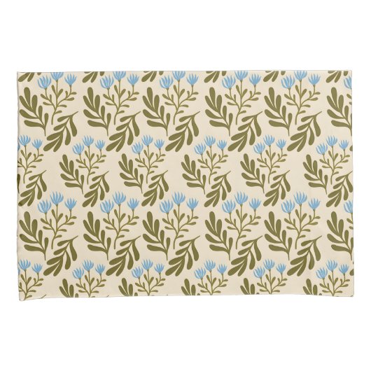  Calm and Natural: Blue Flower Seamless Pattern Kussensloop (Voorkant-Rechts)