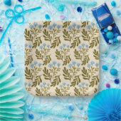  Calm and Natural: Blue Flower Seamless Pattern Papieren Bordje (Feest)