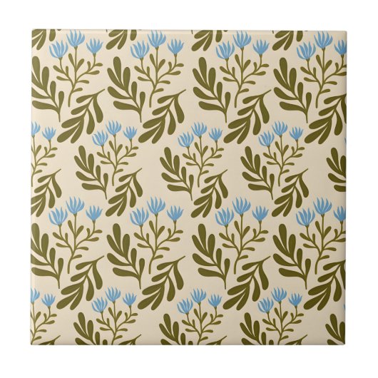  Calm and Natural: Blue Flower Seamless Pattern Tegeltje (Voorkant)