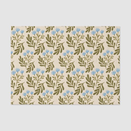  Calm and Natural: Blue Flower Seamless Pattern Tissuepapier (Voorkant)