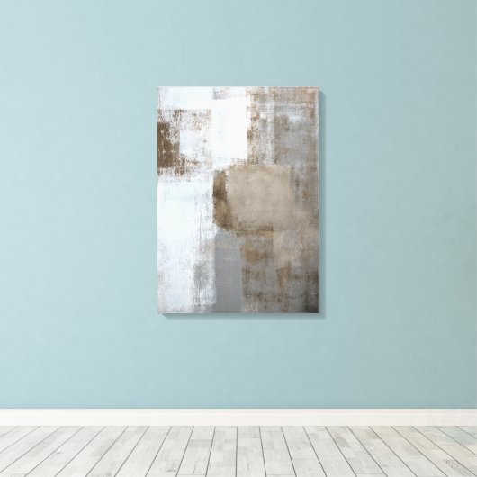 'Calm and Neutral' Grijze en Bruine Abstracte Kuns Canvas Afdruk (Insitu (Houten vloer))