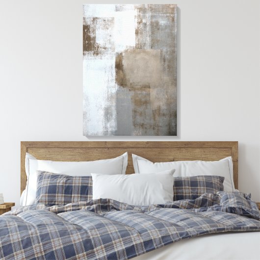 'Calm and Neutral' Grijze en Bruine Abstracte Kuns Canvas Afdruk (Insitu (Slaapkamer))