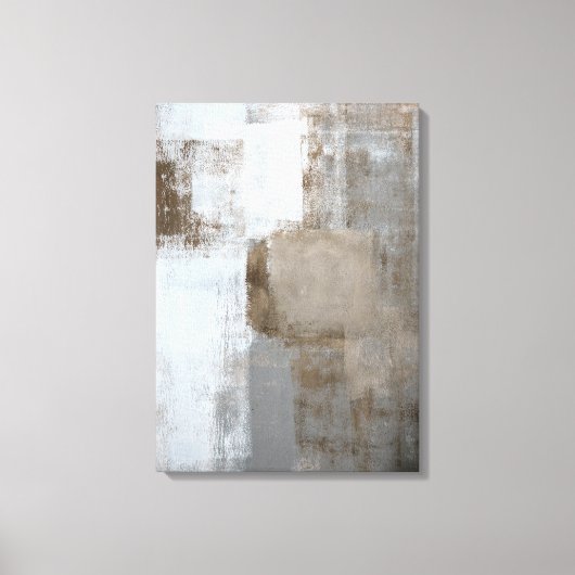 'Calm and Neutral' Grijze en Bruine Abstracte Kuns Canvas Afdruk (Voorkant)