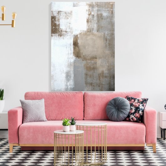'Calm and Neutral' Grijze en Bruine Abstracte Kuns Canvas Afdruk (Insitu (Woonkamer))