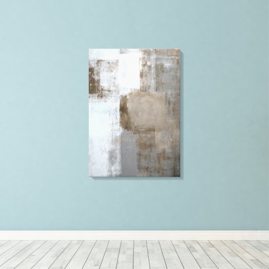 'Calm and Neutral' Grijze en Bruine Abstracte Kuns Canvas Afdruk (Insitu (Houten vloer))