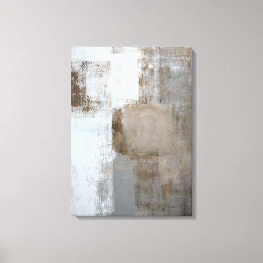 'Calm and Neutral' Grijze en Bruine Abstracte Kuns Canvas Afdruk (Voorkant)
