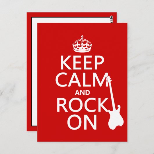 Calm and Rock on (gitaar) (elke kleur) Briefkaart (Voorkant / Achterkant)