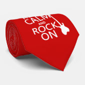 Calm and Rock on (gitaar) (elke kleur) Stropdas (Opgerold)
