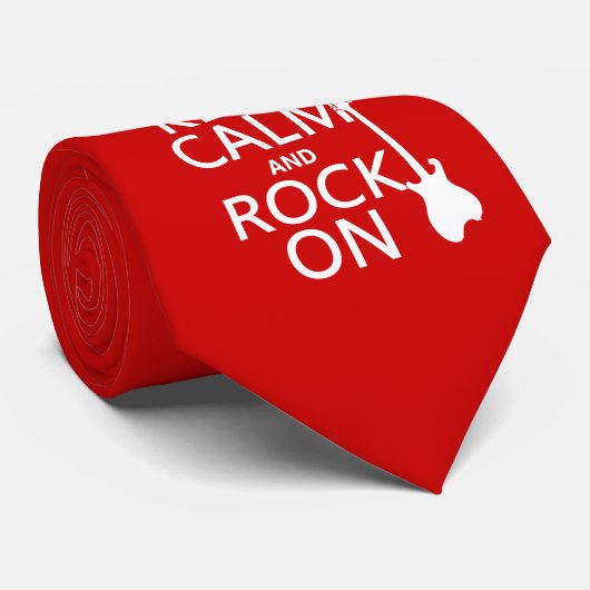 Calm and Rock on (gitaar) (elke kleur) Stropdas (Opgerold)