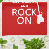 Calm and Rock on (gitaar) (elke kleur) Theedoek (Gevouwen)