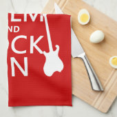 Calm and Rock on (gitaar) (elke kleur) Theedoek (Quarter Fold)