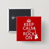 Calm and Rock on (gitaar) (elke kleur) Vierkante Button 5,1 Cm (Voorkant /achterkant)