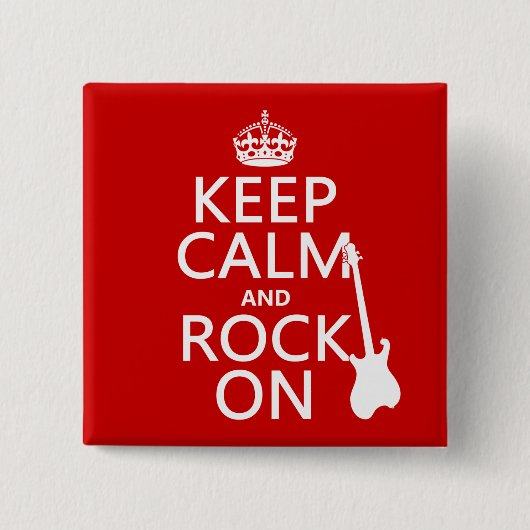 Calm and Rock on (gitaar) (elke kleur) Vierkante Button 5,1 Cm (Voorkant)