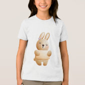 Calm Baby Bunny Illustration with Flower Tri-Blend Shirt (Voorkant)