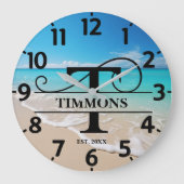 Calm Beach Front T-monogram Grote Klok (Voorkant)