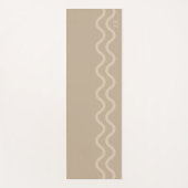 Calm Beige Modern Minimal Wavy Lines With Initials Yogamat (Voorkant)