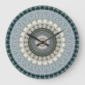 Calm Blauw en Wit Kant Mandala Graphic Grote Klok (Voorkant)