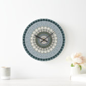 Calm Blauw en Wit Kant Mandala Graphic Grote Klok (Huis)