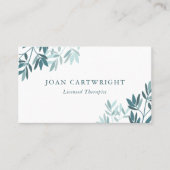 Calm Blauwgroen groene bladeren - Therapist Visitekaartje (Voorkant)