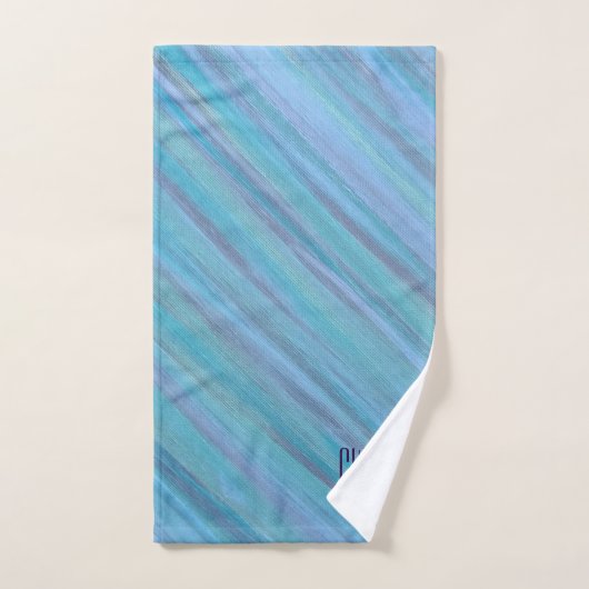 Calm Blue Abstract | Cool Turquoise Aqua Monogram Bad Handdoek (Handdoek)