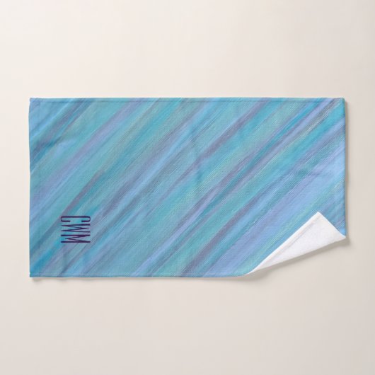 Calm Blue Abstract | Cool Turquoise Aqua Monogram Bad Handdoek (Handdoek)