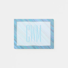 Calm Blue Abstract | Cool Turquoise Aqua Monogram Post-it® Notes