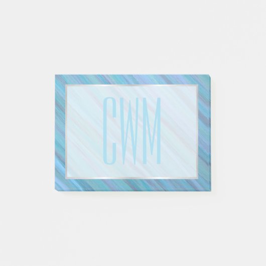 Calm Blue Abstract | Cool Turquoise Aqua Monogram Post-it® Notes (Voorkant)