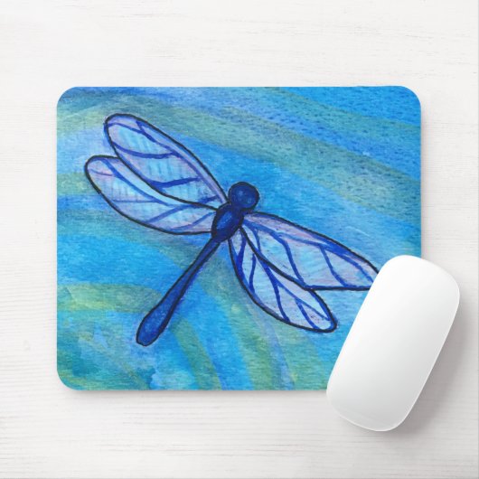 Calm Blue Dragonfly vreedzame Waterverf Muismat (Met muis)