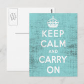 Calm Blue Grunge Canvas behouden Briefkaart (Voorkant / Achterkant)