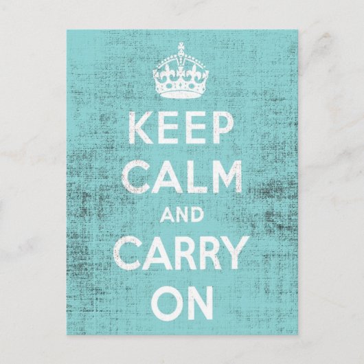 Calm Blue Grunge Canvas behouden Briefkaart (Voorkant)