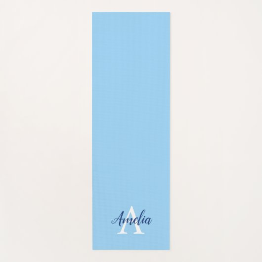 Calm Blue Monogram Script Yoga Mat (Voorkant)