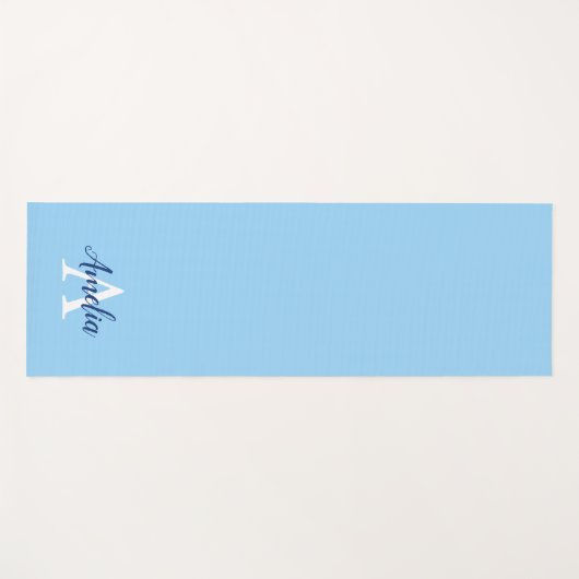 Calm Blue Monogram Script Yoga Mat (Voorkant (horizontaal))