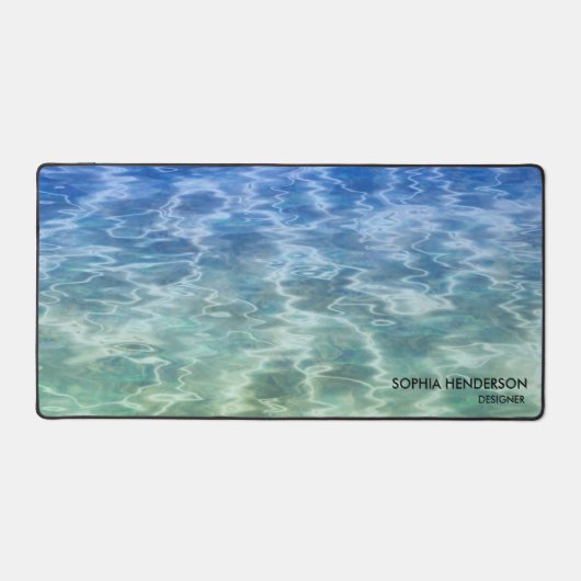 Calm Blue Ocean Water of aangepaste fototekst Bureaumat (Voorkant)