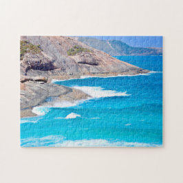 Calm Blue Zee Gentle Waves Rugged Cliffs Foto Legpuzzel