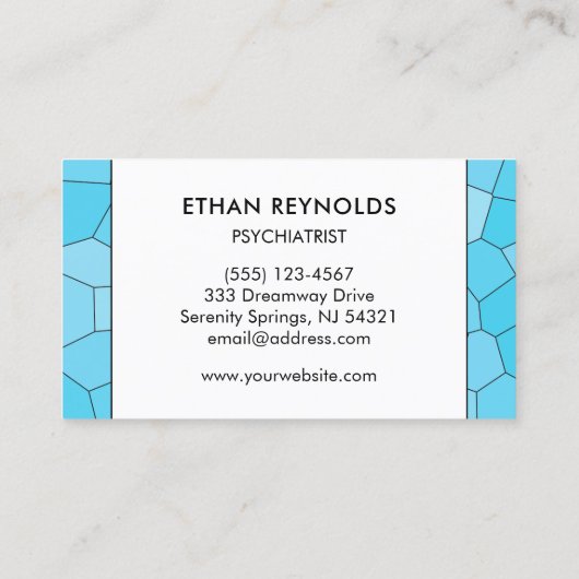 Calm Blues Geometrische Psychiater Therapeut Docto Visitekaartje (Achterkant)