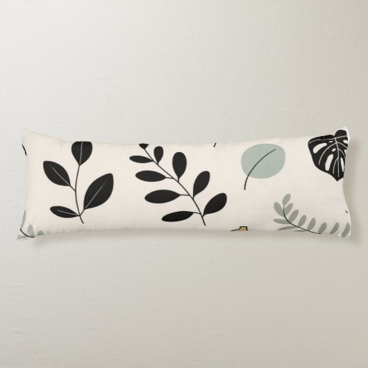 Calm Botanica – Line Art Leaf Sierkussen Lichaamskussen (Voorkant)