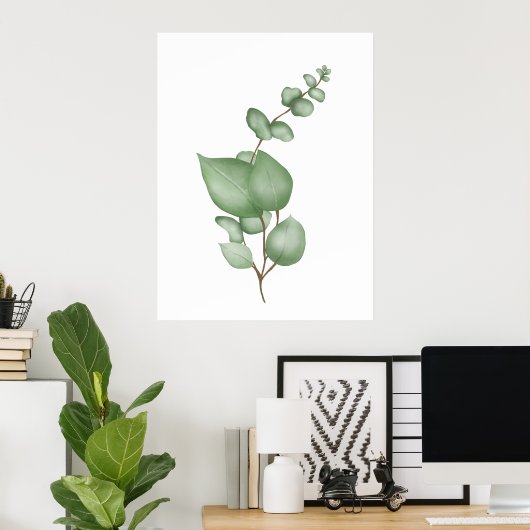 Calm Botanicals Poster – Eucalyptus Leaf Print (Thuiskantoor)