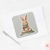 Calm Bunny Tea Moment Vierkante Sticker (Envelop)