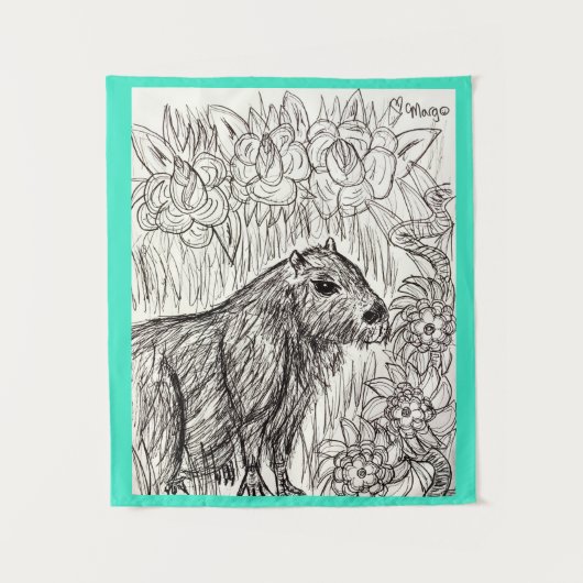 Calm Capybara Wandkleed (Voorkant)