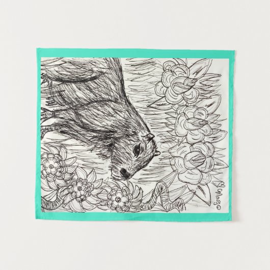 Calm Capybara Wandkleed (Voorkant (horizontaal))