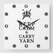 Calm Carry Yarn CraftRoom houden Vierkante Klok (Voorkant)