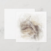 Calm Cat digitale potloodtekening Bedankkaart (Voorkant / Achterkant)