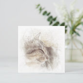 Calm Cat digitale potloodtekening Bedankkaart (Staand voorkant)